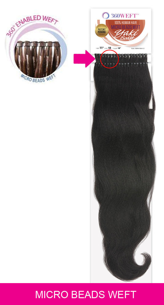 New Born Free 360 Weft 100% Human Hair Weave - MICRO BEADS WEFT YAKI BODY 18 Inch Alexwigs
