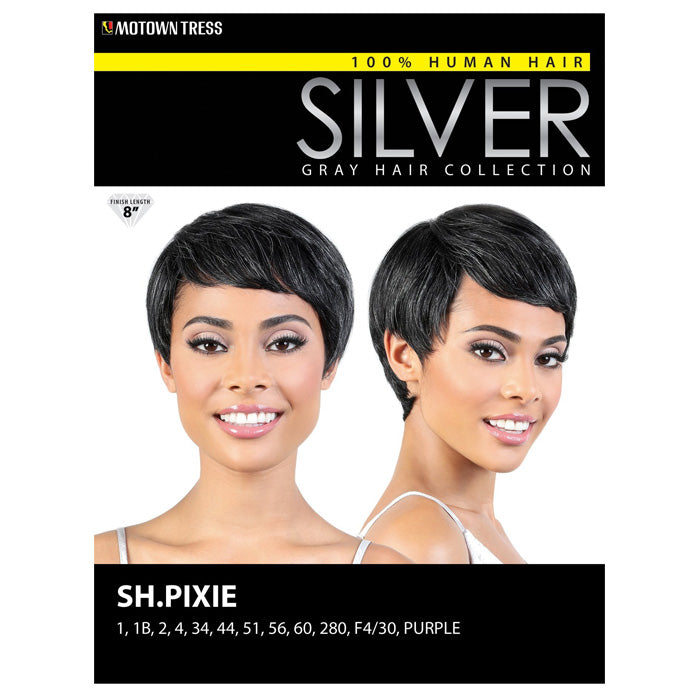 Motown Tress Human Hair Silver Gray Hair Collection Wig - SH PIXIE Alexwigs