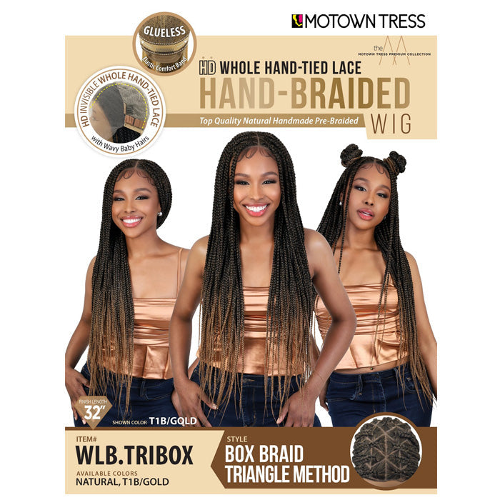 Motown Tress Glueless Hand-Braided HD Whole Hand-Tied Lace Wig - WLB.TRIBOX - Box Braid Triangle Method Alexwigs