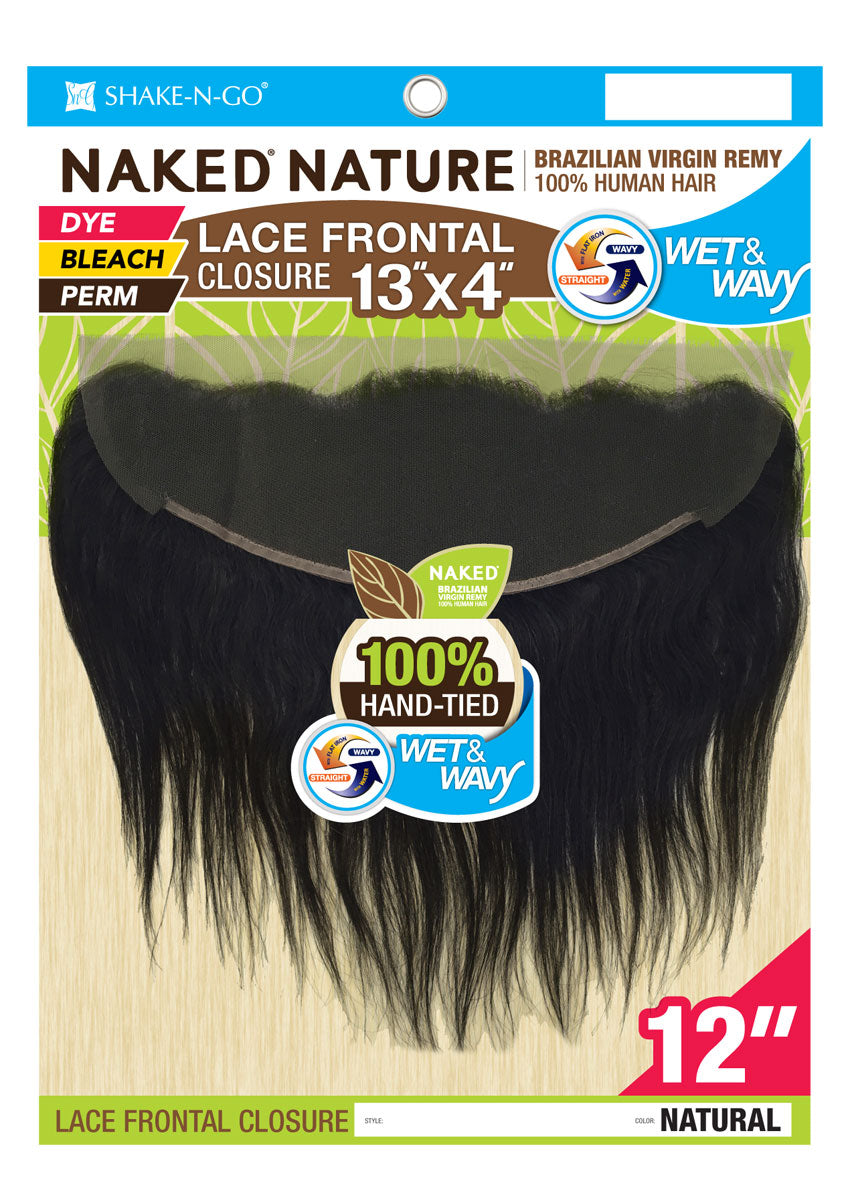 Shake-N-Go Naked Nature 100% Brazilian Remy Hair WET & WAVY Lace Frontal Closure 13X4 BOHEMIAN CURL 12 - 16 Inch Alexwigs