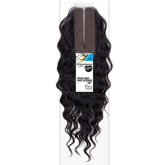 Shake-N-Go Organique Human Hair Blend Mastermix LOOSE DEEP LACE CLOSURE 16 Inch Alexwigs