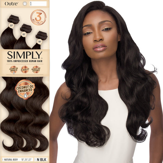 Outre Simply 100% Unprocessed Human Hair 3 Bundles Weaves - NATURAL BODY Alexwigs