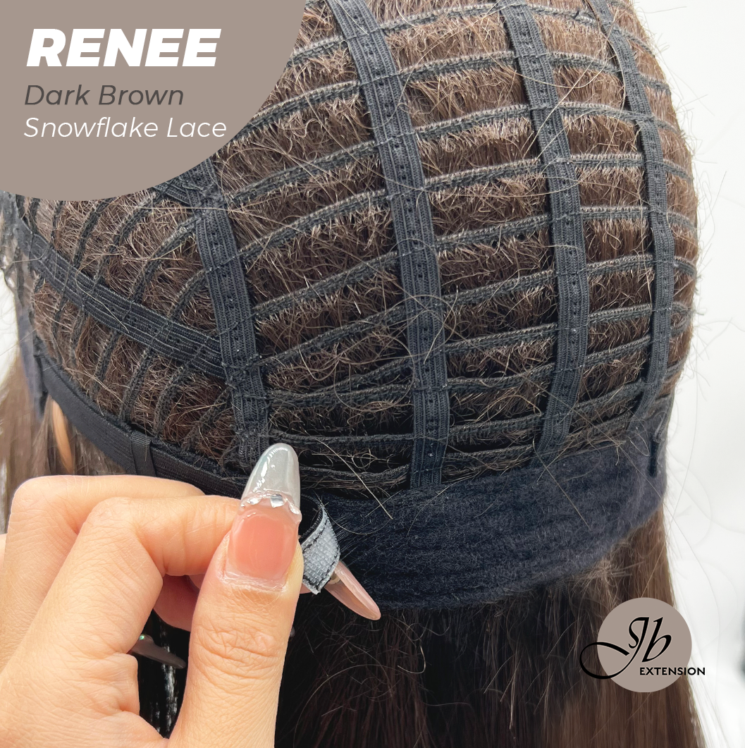 JBEXTENSION 21 Inches Dark Brown Pre-Cut T Part Snowflake Lace Frontlace Glueless Wig RENEE DARK BROWN【BENDY EAR TABS】 Alexwigs