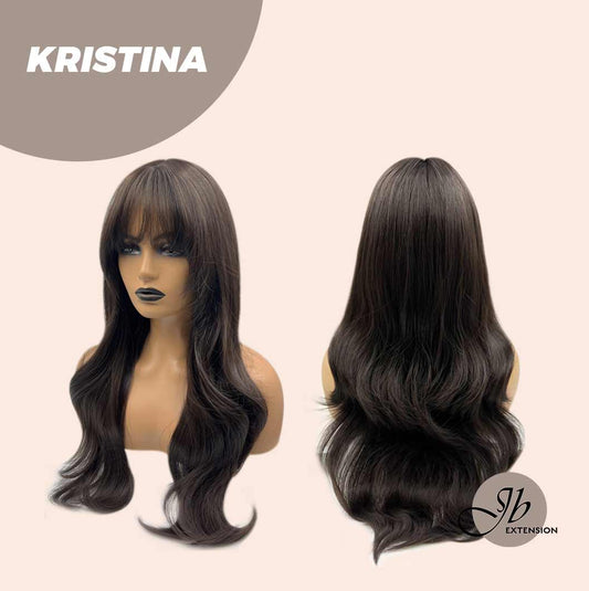 JBEXTENSION 25 Inches Soft Black Curly Wig With Full Bangs KRISTINA Alexwigs