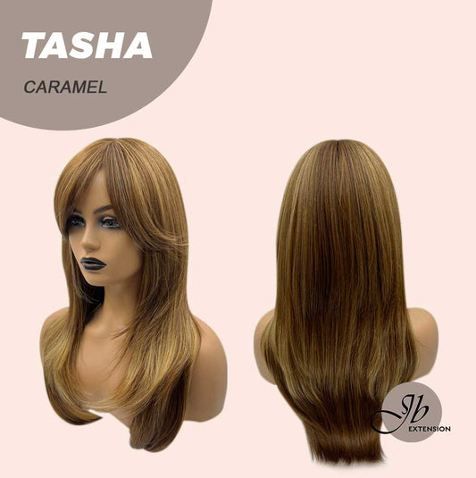 JBEXTENSION 24 Inches Wolf Cut Caramel Women Wig With Bangs TASHA CARAMEL Alexwigs