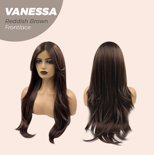 JBEXTENSION 26 Inches Curly Reddish Brown Pre-Cut Frontlace Wig VANESSA REDDISH BROWN Alexwigs