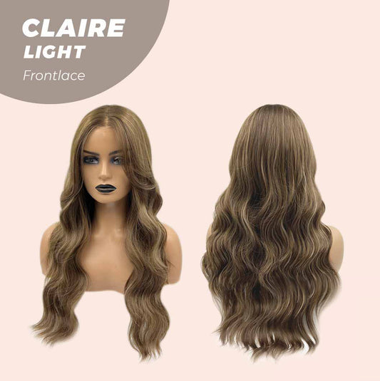 JBEXTENSION 24 Inches Body Wave Light Brown With Highlight Pre-Cut Frontlace Glueless Wig CLAIRE LIGHT Alexwigs