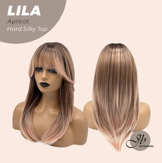 JBEXTENSION 20 Inches Scalpiana Apricot Wolf Cut 3.5X4 Hard Silky Top Natural Scalp Effect Wig With Bangs LILA APRICOT Alexwigs