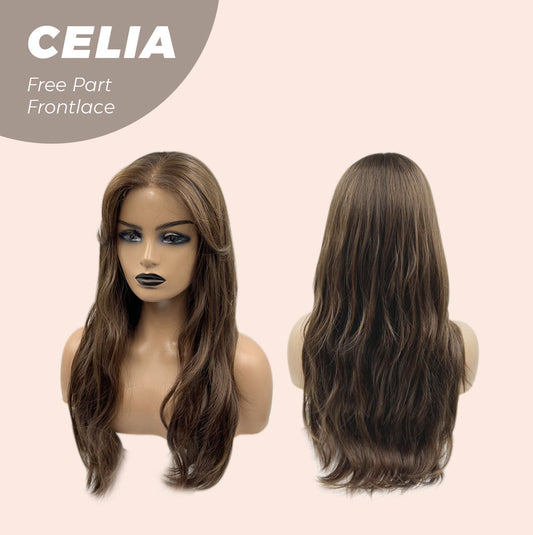 JBEXTENSION 22 Inches Mix Brown Curly Pre-Cut Frontace Wave Glueless Wig CELIA Alexwigs