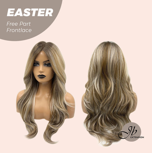 JBEXTENSION 25 Inches Mix Blonde Curly Free Part Pre-Cut Frontlace Glueless Wig EASTER Alexwigs