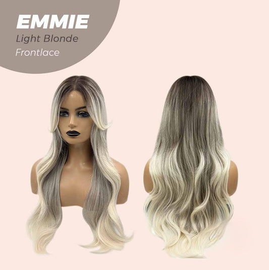 JBEXTENSION 26 Inches Curly Balayage Light Blonde With Dark Root Wig Pre-Cut Frontlace Glueless Wig EMMIE LIGHT BLONDE Alexwigs