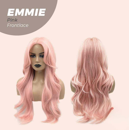 JBEXTENSION 26 Inches Curly Women Pink Wig Pre-Cut Frontlace Glueless Wig EMMIE PINK Alexwigs