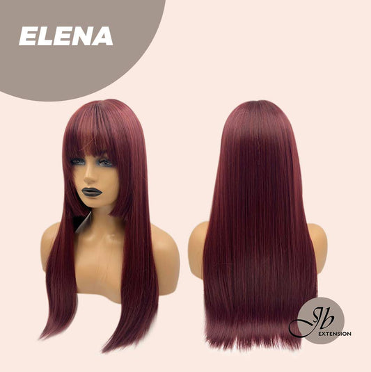 JBEXTENSION 22 Inches Straight Red Hime Cut Wig With Bangs ELENA Alexwigs