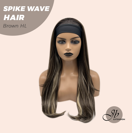 JBEXTENSION 24 Inches Long Curly Hair Brown Highlight Headband Wig SPIKE WAVE HAIR - BROWN HIGHLIGHT Alexwigs