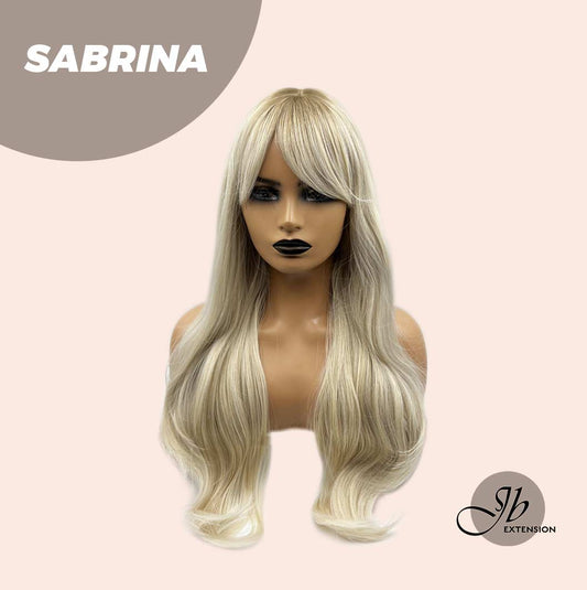 JBEXTENSION 26 Inches Dark Root Light Blonde Curly Women Wig With Bangs SABRINA Alexwigs