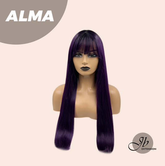 JBEXTENSION 26 Inches Dark Purple Straight Wig With Bangs ALMA Alexwigs