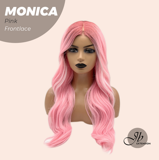 JBEXTENSION 26 Inches Curly Pink Pre-Cut Frontlace Glueless Wig MONICA PINK Alexwigs