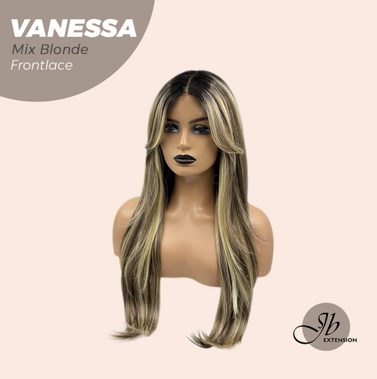 JBEXTENSION 26 Inches Curly Mix Blonde Pre-Cut Frontlace Wig VANESSA MIX BLONDE Alexwigs
