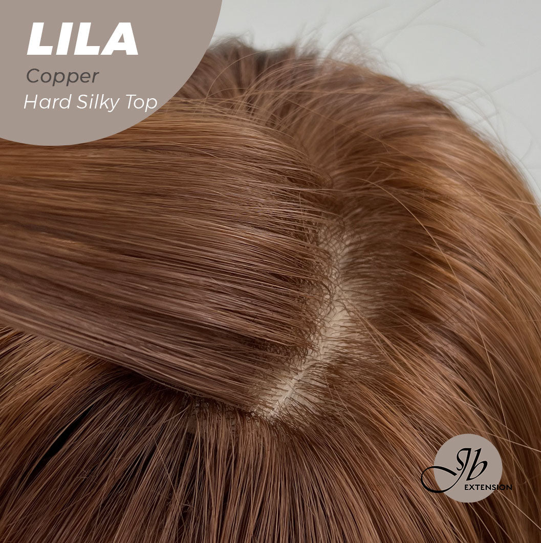 JBEXTENSION 20 Inches Scalpiana Copper Wolf Cut 3.5X4 Hard Silky Top Natural Scalp Effect Wig With Bangs LILA COPPER Alexwigs