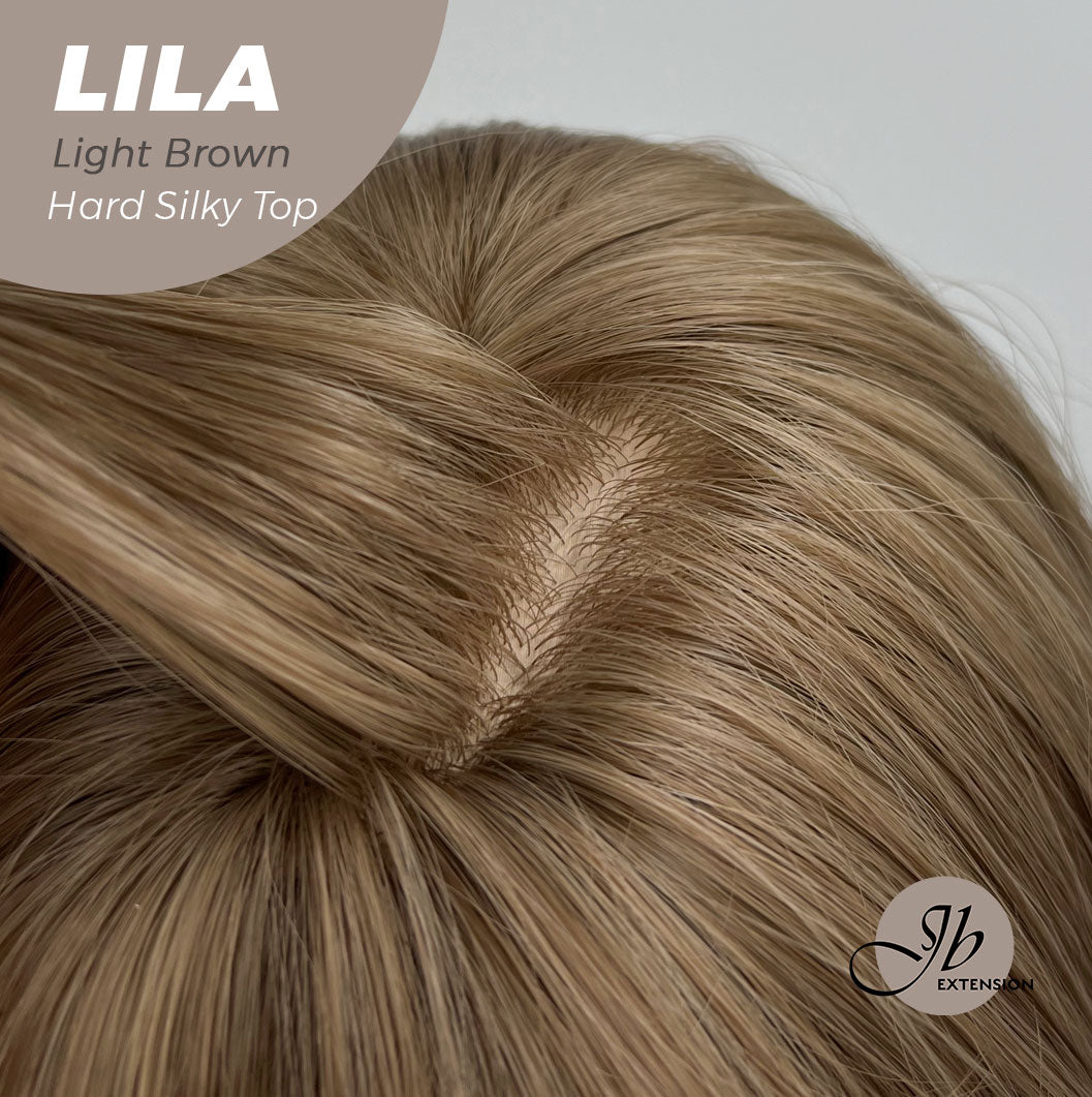 JBEXTENSION 20 Inches Scalpiana Light Brown Wolf Cut 3.5X4 Hard Silky Top Natural Scalp Effect Wig With Bangs LILA LIGHT BROWN Alexwigs