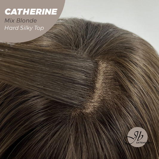 JBEXTENSION 25 Inches Scalpiana Mix Blonde 3.5X4 Hard Silky Top Natural Scalp Effect Wig With Bangs CATHERINE MIX BLONDE Alexwigs