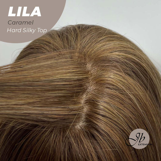 JBEXTENSION 20 Inches Scalpiana Brown with Highlight Wolf Cut 3.5X4 Hard Silky Top Natural Scalp Effect Wig With Bangs LILA CARAMEL Alexwigs