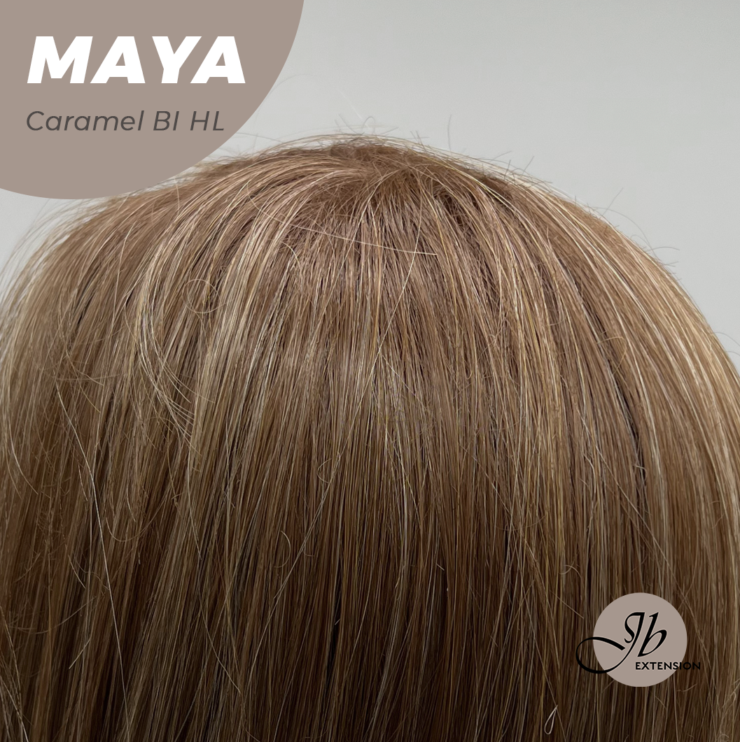 JBEXTENSION 22 Inches Caramel Blonde Highlight Women Fashion Full Machine Wig MAYA CARAMEL BLONDE HIGHLIGHT【PLUS PERMATEASE】【BENDY EAR TABS】 Alexwigs