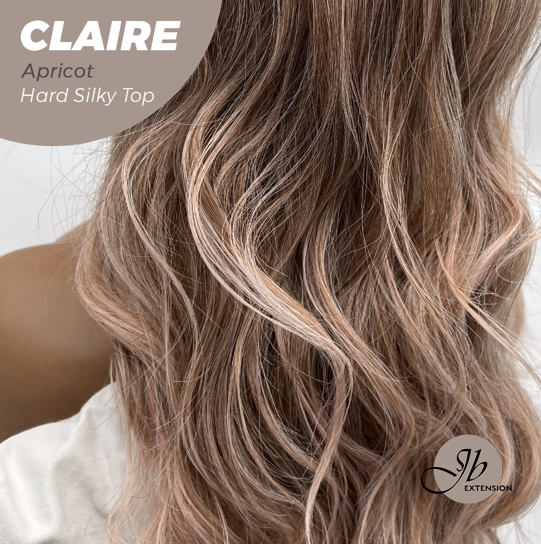 JBEXTENSION 22 Inches Scalpiana Apricot 3.5X4 Hard Silky Top Natural Scalp Effect Women Wig With Bangs CLAIRE SILKY TOP APRICOT Alexwigs