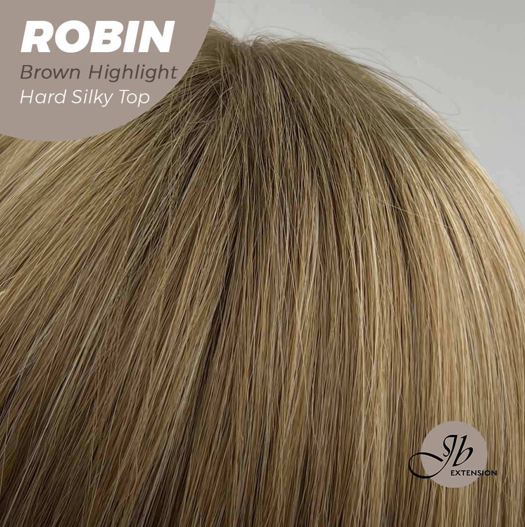 JBEXTENSION 22 Inches Scalpiana Brown With Highlight Wolf Cut 3.5X4 Hard Silky Top Natural Scalp Effect Wig ROBIN BROWN HIGHLIGHT Alexwigs