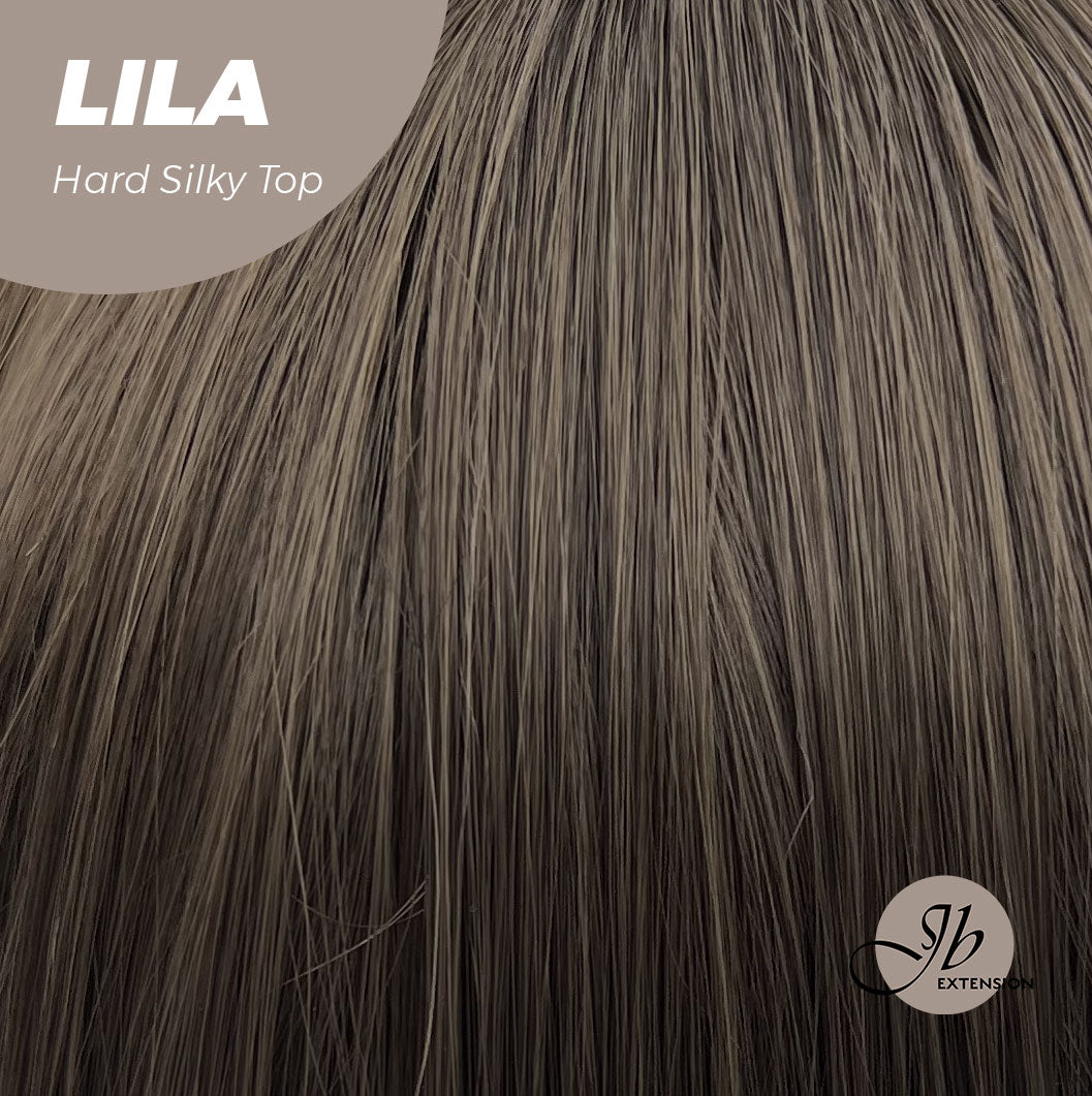 JBEXTENSION 20 Inches Scalpiana Cold Brown Wolf Cut 3.5X4 Hard Silky Top Natural Scalp Effect Wig With Bangs LILA Alexwigs