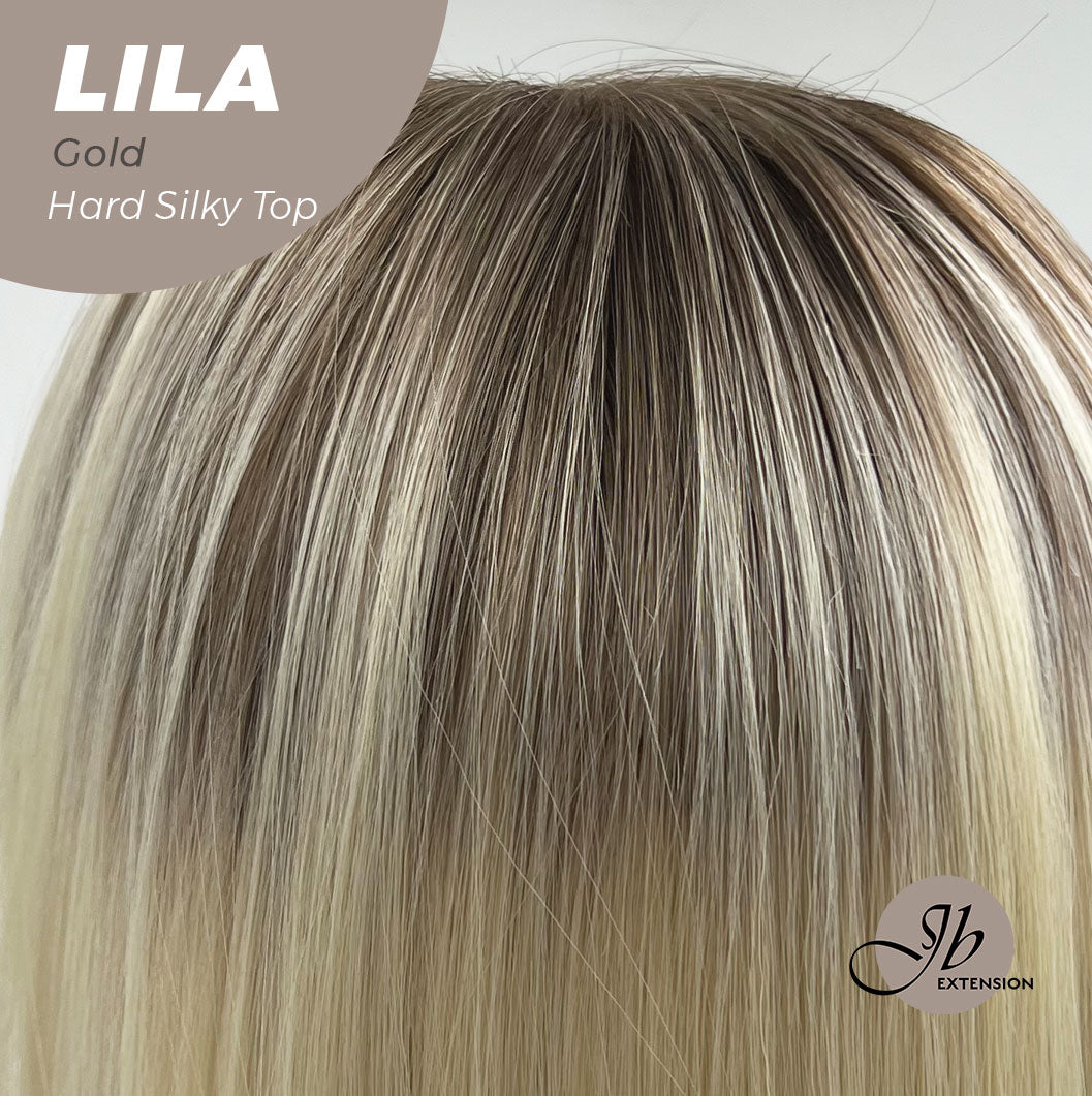 JBEXTENSION 20 Inches Scalpiana Blonde Wolf Cut 3.5X4 Hard Silky Top Natural Scalp Effect Wig With Bangs LILA GOLD Alexwigs