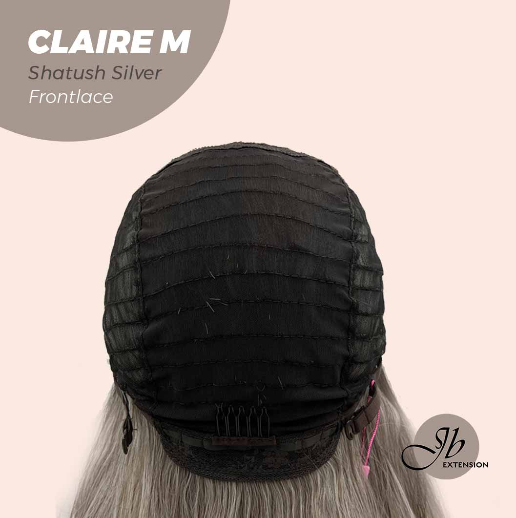 JBEXTENSION 22 Inches Body Wave Shatush Silver Pre-Cut Frontlace Glueless Wig CLAIRE M SILVER Alexwigs