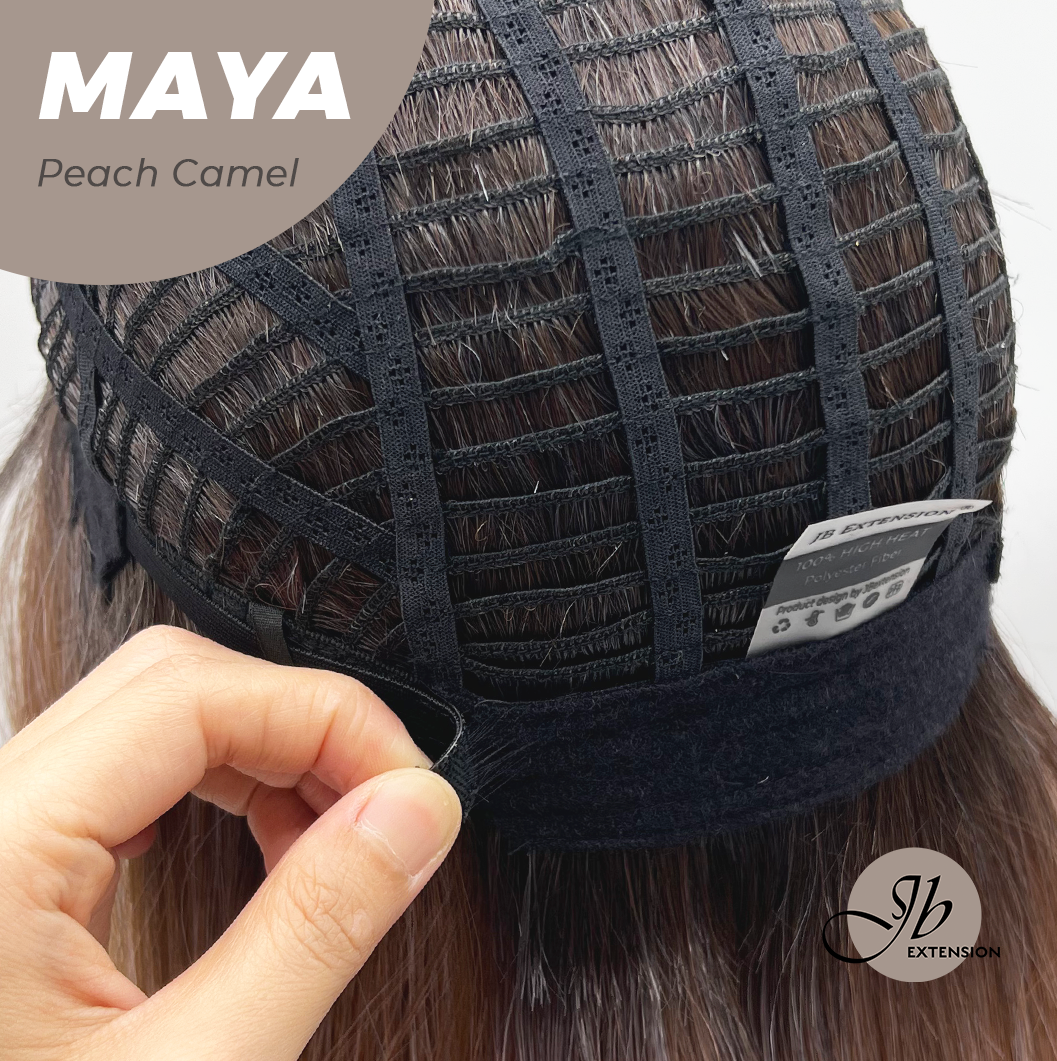 JBEXTENSION 22 Inches Peach Camel Women Fashion Full Machine Wig MAYA PEACH CAMEL【PLUS PERMATEASE】【BENDY EAR TABS】 Alexwigs