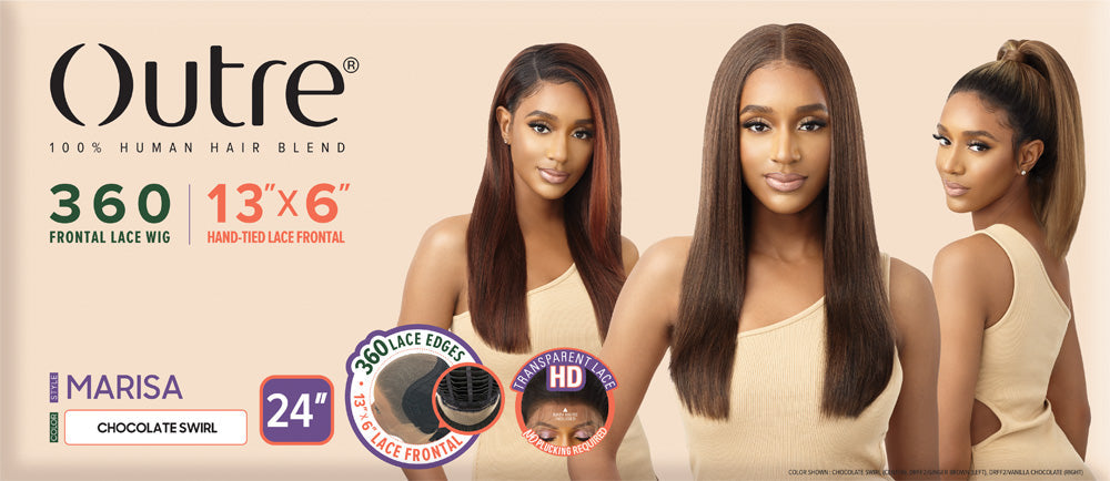 Outre 100% Human Hair Blend 13X6 Hand-Tied 360 Lace Frontal Wig - MARISA Alexwigs