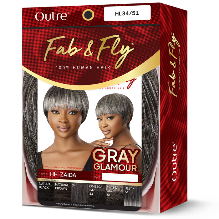 Outre Fab & Fly 100% Human Hair Gray Glamour Full Wig - HH-ZAIDA Alexwigs