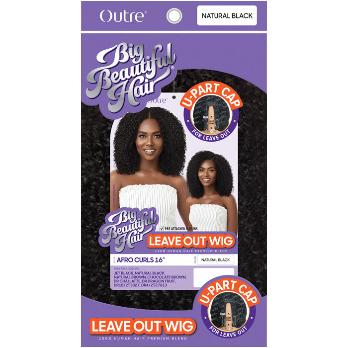 Outre 100% Human Hair Blend U-Part Cap Leave Out Wig - AFRO CURLS 16 Alexwigs