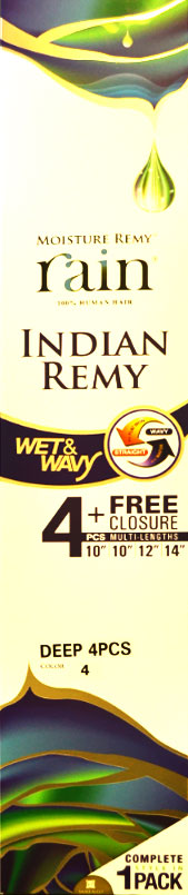 Rain Moisture Indian Remy 100% Human Hair DEEP 4 Pcs Wet & Wavy 10/10/12/14 Inch Alexwigs