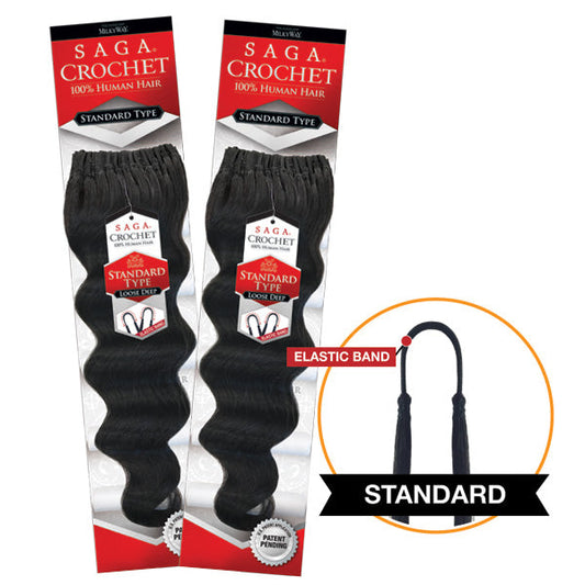 Saga Standard Type 100% Human Hair Crochet Braid LOOSE DEEP 10"-18" Alexwigs