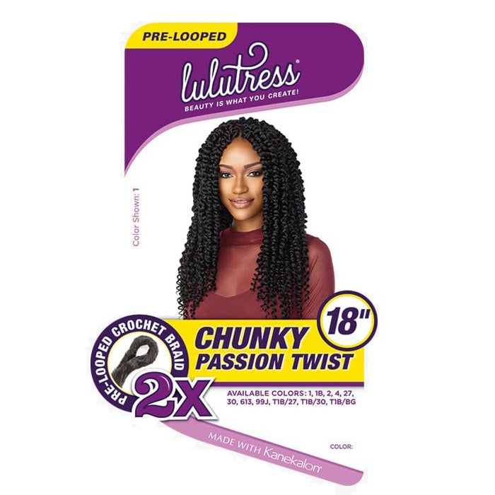 Sensationnel Lulutress Pre-Looped Crochet Braid - 2X CHUNKY PASSION TWIST 18" Alexwigs