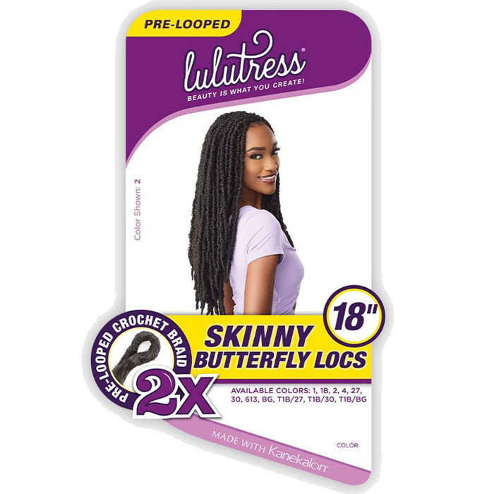 Sensationnel Lulutress Pre-Looped Crochet Braid - 2X SKINNY BUTTERFLY LOCS 18" Alexwigs