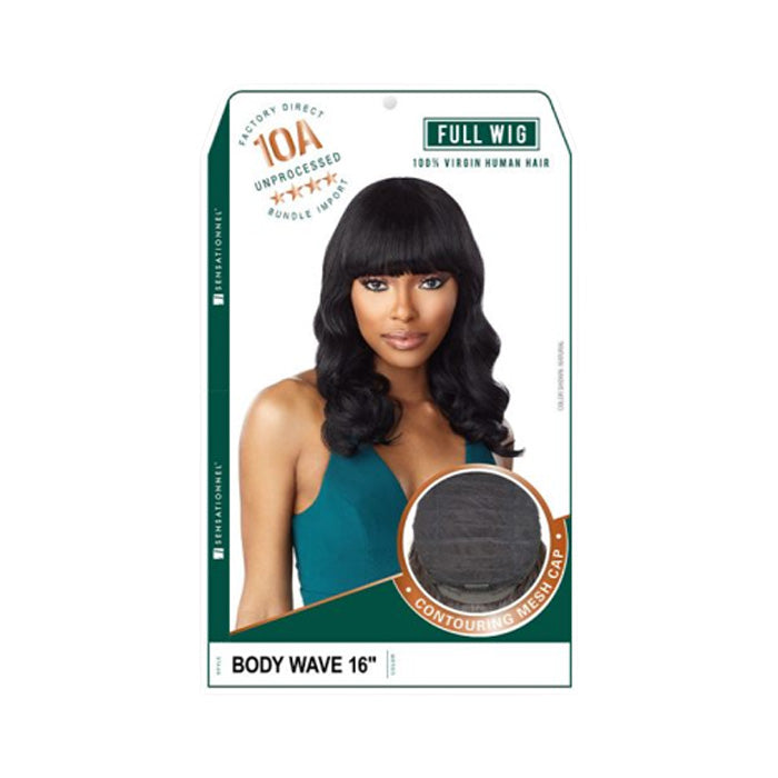 Sensationnel 10A Unprocessed 100% Virgin Human Hair Full Wig - BODY WAVE 16" Alexwigs