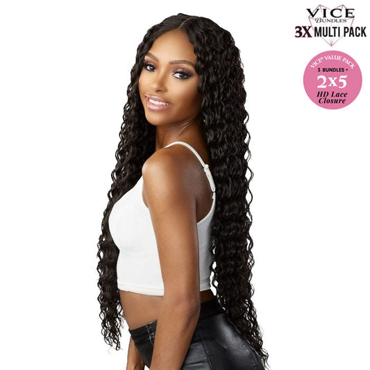 Sensationnel Vice Bundles 3x Multi Pack Weave + HD Lace Closure - DEEP Alexwigs