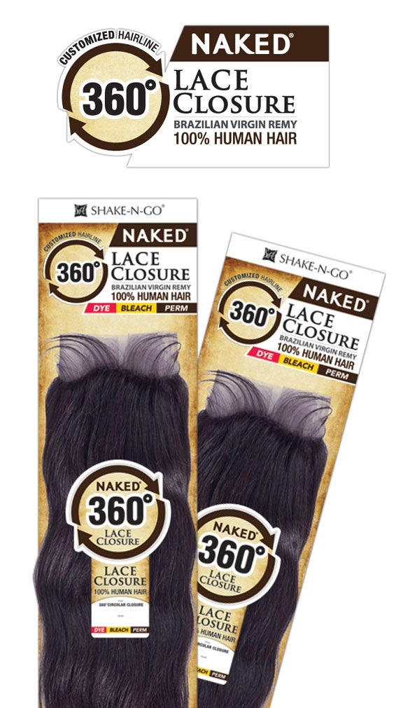 Shak-N-Go Naked 100% Brazilian Virgin Remy 360 CIRCULAR LACE CLOSURE STRAIGHT 16 Inch Alexwigs