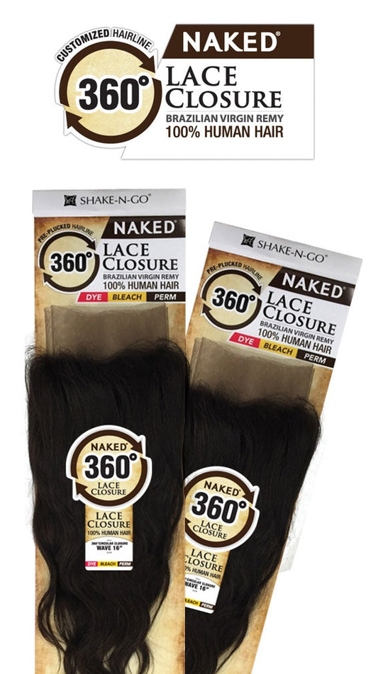 Shak-N-Go Naked 100% Brazilian Virgin Remy 360 CIRCULAR LACE CLOSURE WAVE 16 Inch Alexwigs