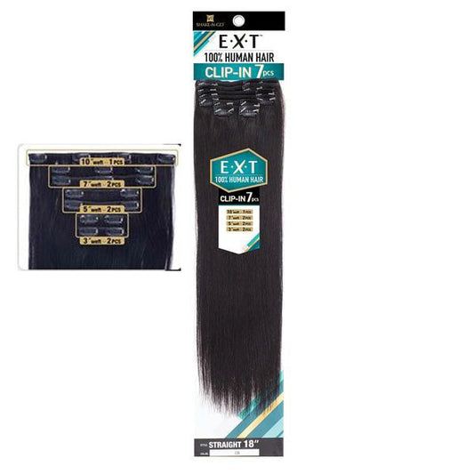 Shake N Go EXT 100% Human Hair Extension Clip In 7PCS - STRAIGHT 18 Alexwigs