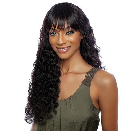 Mane Concept Trill 100% Unprocessed Human Hair 11A Full Wig - DEEP CURL FULL BANG 28" TRM110 Alexwigs