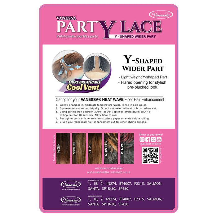 Vanessa PartY Lace Y-Shaped Wider Part Lace Wig - RAVEN Alexwigs