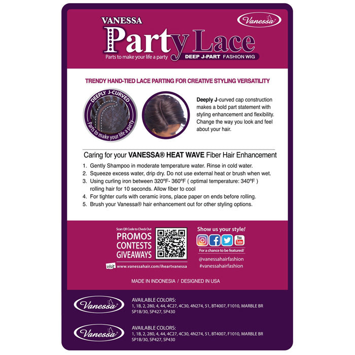 Vanessa Party Lace Deep J-Part Fashion Wig - JIMMY Alexwigs