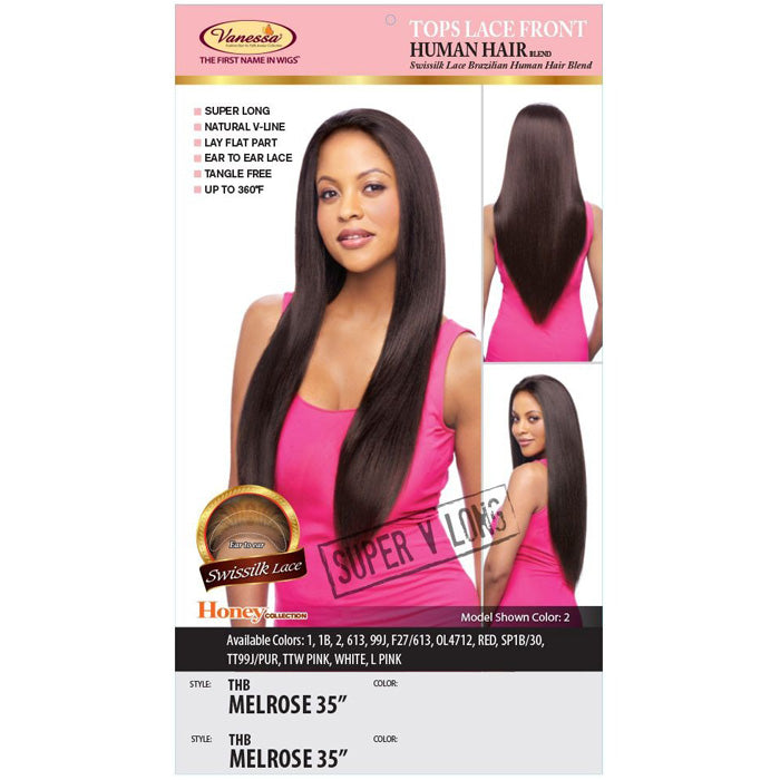 Vanessa Honey Brazilian Human Hair Blend Tops Lace Front Wig THB MELROSE 35 Alexwigs