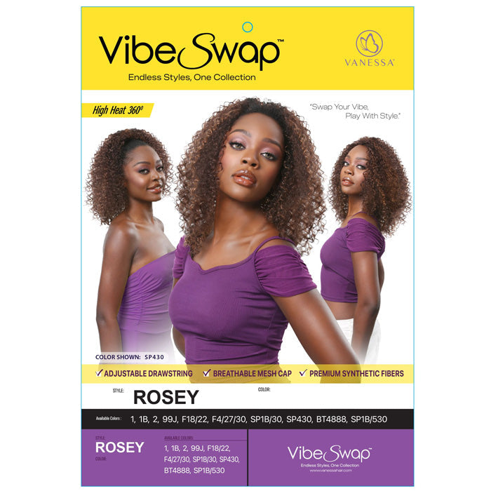 Vanessa Vibe Swap Half Wig - ROSEY
